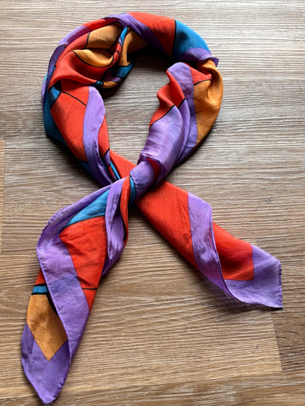 Vintage Elaine Gold 100% Silk Scarf